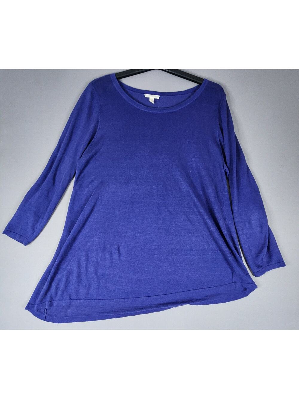 Eileen Fisher Italian Yarn Women's Medium angled knit lightweight blue sweater